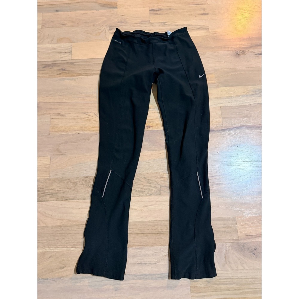 Nike Dri-FIT Women Black Running Pants Ankle Zip Reflective Athletic Leggings S